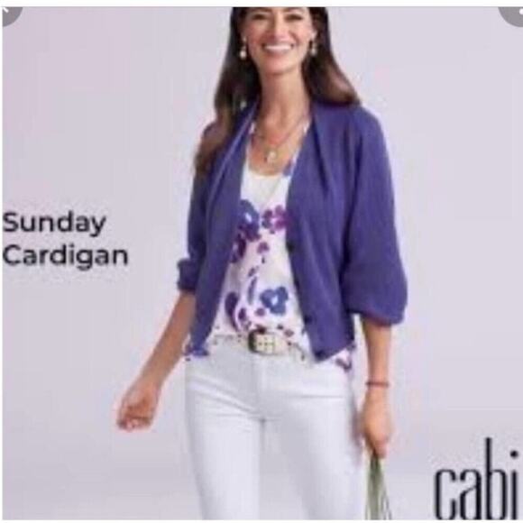 Cabi Sunday French Violet purple button front cardigan sweater size Small #5834 - Picture 16 of 16